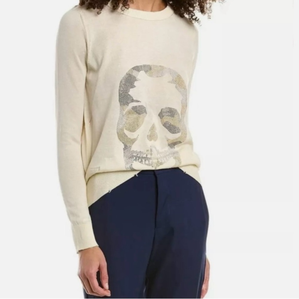 Zadig & Voltaire Women’s Distressed Miss Camo Skull Strass Sweater Size Medium